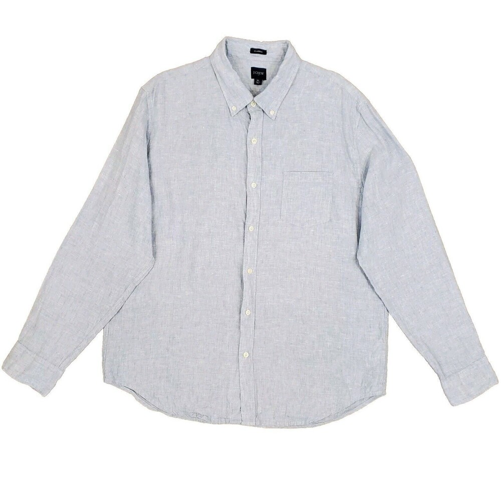 J.Crew Factory Mens Classic Fit Linen Blend Longsleeve Button Down Shirt XL